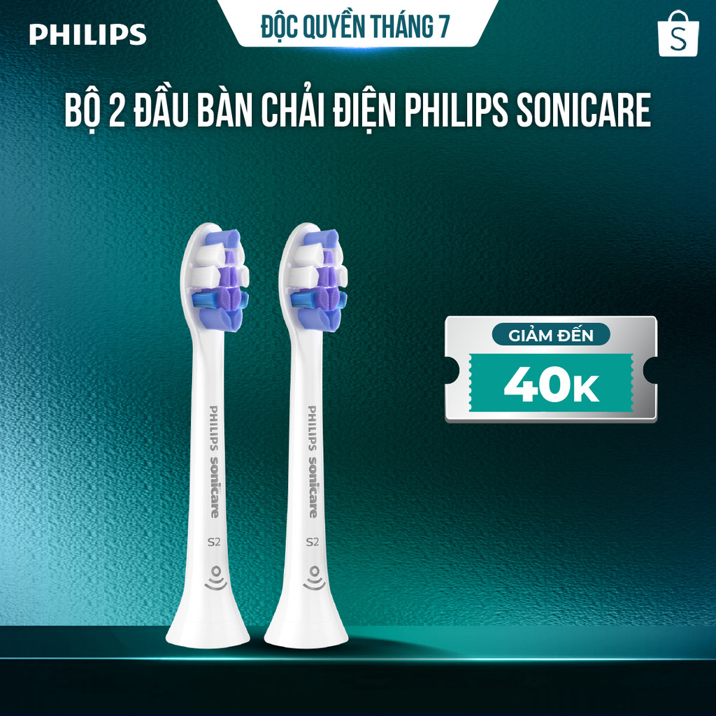 Bộ 2 đầu bàn chải điện Philips Sonicare S2 Sensitive HX6052/14 (Trắng)