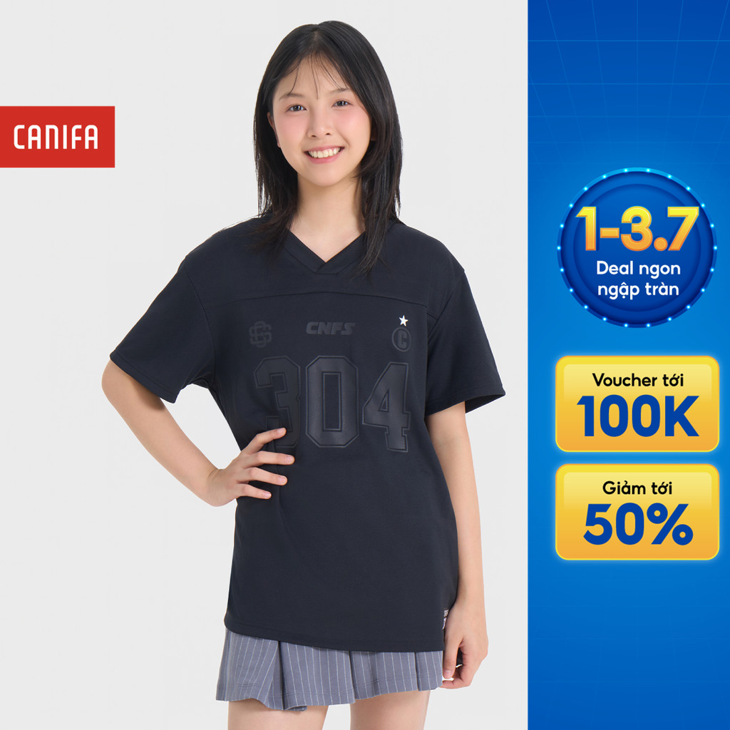 Áo phông unisex trẻ em CANIFA S áo thun Vietnamese cổ V cộc tay 3TS26S020