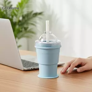 Cốc đá Hoey có thể gập lại di động của GCDHome dành cho thể thao ngoài trời với ống hút tích hợp và khuôn đá để làm mát Qui.