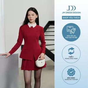 Set Áo Kiểu Phối Xếp Nẹp Chéo 2T54.2511, Chân Váy Xếp Li 4S38.2511, Phong Cách Modern Uniform Form Tailoring ByJM