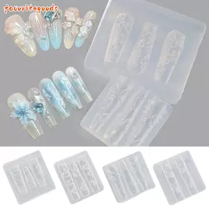 FAVORITEGOODS Khuôn Làm Móng Tay Nghệ Thuật, Khuôn Nơ Dễ Thương Silicon Stencil, Váy Trái Tim Ren Chất Liệu Silicon Mẫu Tinh Tế Làm Móng Tay