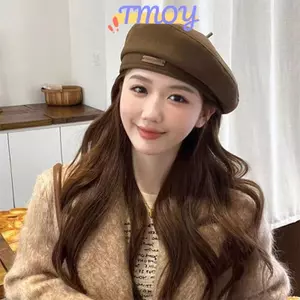 TMOY Cotton Nữ Mũ Nồi Mùa Đông Mũ Vintage Pháp Kẻ Sọc Top Mũ Họa Sĩ Mũ Thu Đông Phố Hình Bát Giác Mũ Nồi TMOY