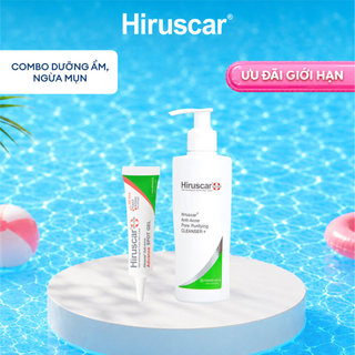 Bộ sản phẩm gel giảm mụn nhanh 24h Hiruscar 10g và Sữa rửa mặt 100ml