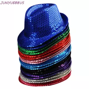 JUNYUE88US Sequins Fedora Hat, Sequin Brilliant Dance Jazz Cap, Role Play Prop Shiny Hip Hop 58cm / 54cm Mũ Jazz lấp lánh dành cho người lớn
