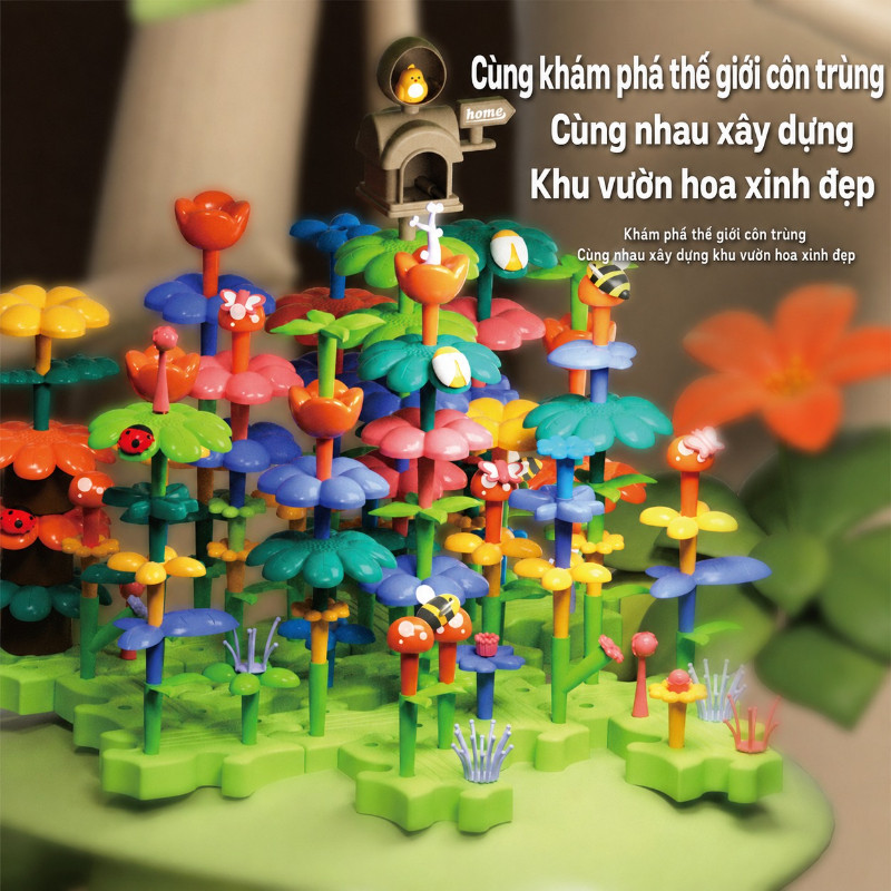 【SKISOPGO】Bộ Xếp Hình Vườn Hoa,Vườn Hoa Xếp Hình DIY-49/98/148pcs,Khu Vườn Trên Mây Đa Dạng Cho Bé Sáng Tạo
