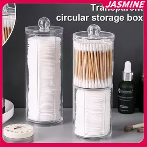 JASMINE Trong Suốt Cotton Swab Trang Điểm Miếng Lót Hộp Bảo Quản Đa Năng Phòng Tắm Mỹ Phẩm Hộp Bảo Quản Bông Tròn Giá Đỡ JASMINE