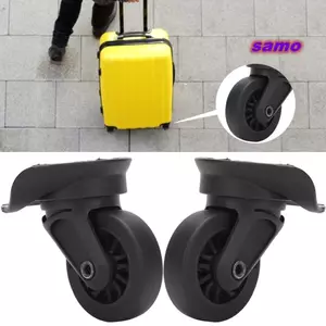 SAMO 1 Cặp Bánh Xe Đa Năng, Bánh Xe Vali Tắt Tiếng Con Lăn Màu Đen PP + PET, Bánh Xe Thay Thế Vali Xoay 360 Độ Bền Đẹp Du Lịch Ngoài Trời