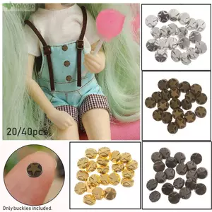 YOLOGO 20 / 40 Chiếc Nút Mini Họa Tiết Ngôi Sao Trang Trí Phụ Kiện 5 Mm DIY Búp Bê Quần Áo