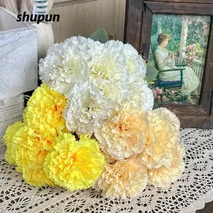 Bó hoa SHUPUN-Hoa nhân tạo, Hoa cẩm chướng giả lụa 7 đầu, Trang trí tiệc hoa giả mô phỏng thời trang & Quà tặng ngày lễ