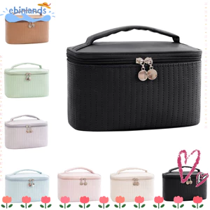 Túi đựng đồ trang điểm EBINLANDS, Túi đựng đồ giặt du lịch màu trơn bằng da PU, Túi du lịch đa năng có dây kéo dung tích lớn dễ thương Du lịch ngoài trời