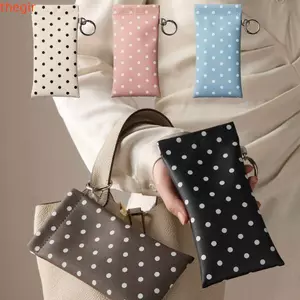 THEGIRL8B Mùa Xuân Tự Động Đóng Túi Kính, Di Động Kẹp Kính Chấm Bi Hộp Đựng Kính, Phong Cách Hàn Quốc Đơn Giản Với Móc Khóa Shrapnel Snap Shut Túi Bảo Quản Kính Da Ngoài Trời