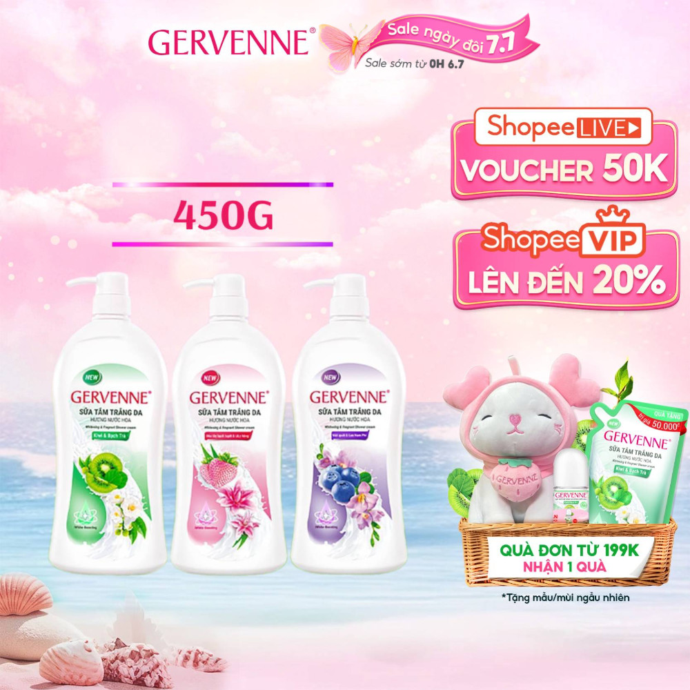 Sữa tắm trắng da hương nước hoa Gervenne 450G / chai (3 mùi)