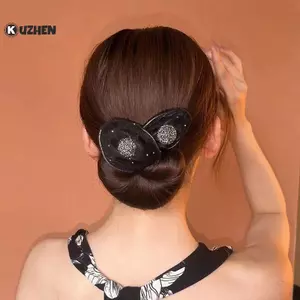KUZHEN Thời Trang Cao Cấp Phụ Kiện Tóc Dây Buộc Tóc Nữ Lưới Nơ Thỏ Tai Con Lăn Ma Thuật Xoắn Kiểu Tóc Ban Nhạc Công Cụ HOT