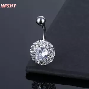 HFSHY Dainsty Rối Bụng Nút Nhẫn Thép Không Gỉ Rốn Xuyên Zircon Hoa Rốn Xuyên Rốn Rốn Nhẫn Trang Sức Cơ Thể Gợi Cảm VN