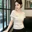 Mùa hè 2026 Phong cách Pháp Rỗng ren một vai Áo sơ mi nhỏ tay ngắn Hot Girl Slim-fit Slimmer Look Gentle Tính khí Niche All @ -