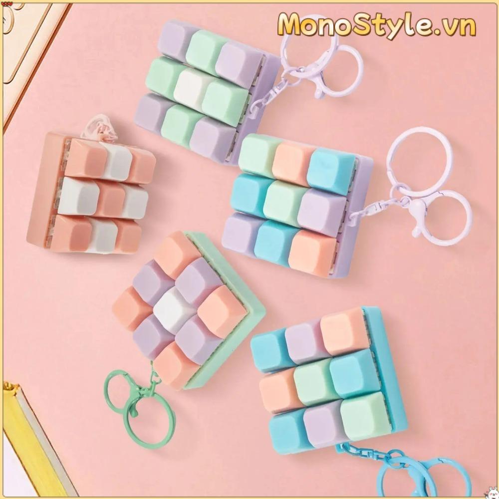 MONOSTYLE 9 Bàn Phím Chìa Khóa Đồ Chơi, Nút DIY Keycap Fidget Giải Nén Bàn Phím Trò Chơi Móc Khóa, Quà Tặng Chống Căng Thẳng Ngón Tay Giảm Căng Thẳng Túi Sáng Tạo Mặt Dây Chuyền Bé Trai Bé Gái