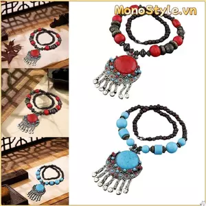 MONOSTYLE Bohemian Mặt Dây Chuyền Vòng Cổ, Trang Sức Vintage Bohemian Vòng Cổ, Quà Tặng Chất Lượng Cao Hợp Kim Ngọc Cao Vòng Cổ Dài Bé Gái