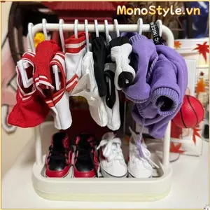 Giá để đồ quần áo búp bê MONOSTYLE, Giá đỡ quần áo trang trí Móc treo quần áo mini, Giá trưng bày giày đa chức năng mini 20cm cho búp bê BJD