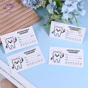 HFTOY 100 chiếc Thẻ nhắc nhở hẹn thiết kế răng dễ thương Thẻ thông báo bệnh nhân chuyên nghiệp có hộp che Thời gian & Ngày ~