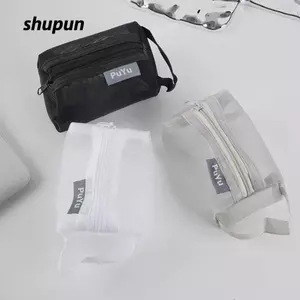 Túi lưu trữ lưới vuông SHUPUN, Ví đựng tiền xu có dây kéo mini nhẹ thoáng khí, Túi rửa mini dung tích lớn đa năng Túi chìa khóa