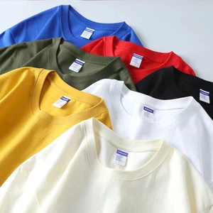260g Đôi Sợi Áo Thun Thả Vai Ngắn Tay Áo Thun Nam Cotton Rời Màu Trơn Thả Vai Cổ Tròn Áo Sơ Mi Quảng Cáo