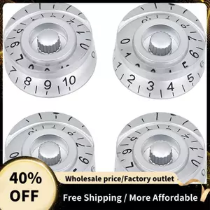 4 Núm điều khiển tốc độ âm lượng cho các bộ phận đàn Guitar điện phong cách LP, Bạc trong suốt
