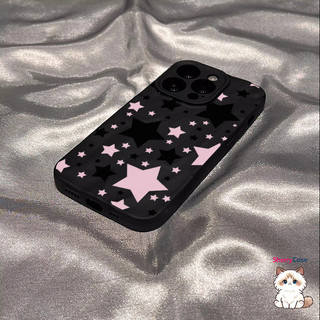 Ốp Lưng IPhone 13 15 11 17 16 12 14 ProMax  Họa tiết sao đen hồng toàn nền 7 8Plus XR X XS Max