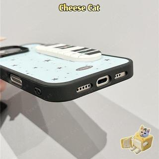 Phím Đàn Piano Đế Nhẫn Tiện Lợi Hương Đen Ốp Điện Thoại Da Cho iPhone 14 16 15 13 12 11 17 Pro Max 7 Plus Xs Max XR