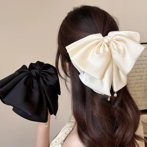 Pháp Quá Khổ Nơ Tóc Satin Cảm Thấy Lưng Đầu Đuôi Ngựa Kẹp Công Chúa Sang Trọng Lấy Kẹp Phụ Kiện Tóc Mũ Đội Đầu DLUE