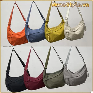 Túi đeo chéo MONOSTYLE, Túi đeo vai bằng vải nhẹ, Túi đựng bánh bao đơn giản màu trơn dung tích lớn thông thường của Hàn Quốc Du lịch