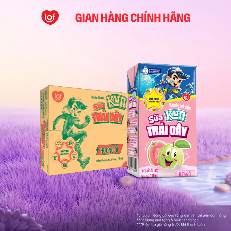 Sữa trái cây Kun vị ổi thùng 48 hộp x 110ml