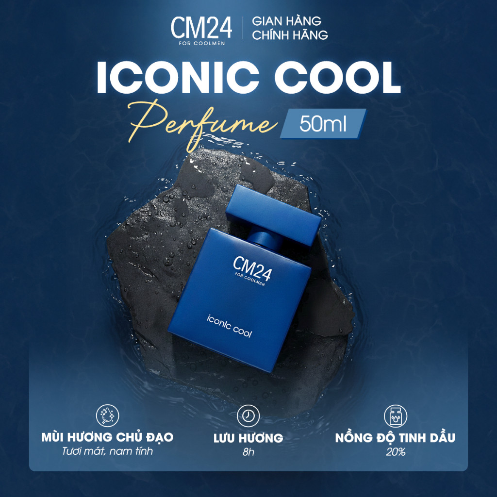 Nước Hoa Nam CM24 FOR COOLMEN ICONIC COOL Hương Tươi Mát, Trẻ Trung, Lưu Hương 8H  50ml