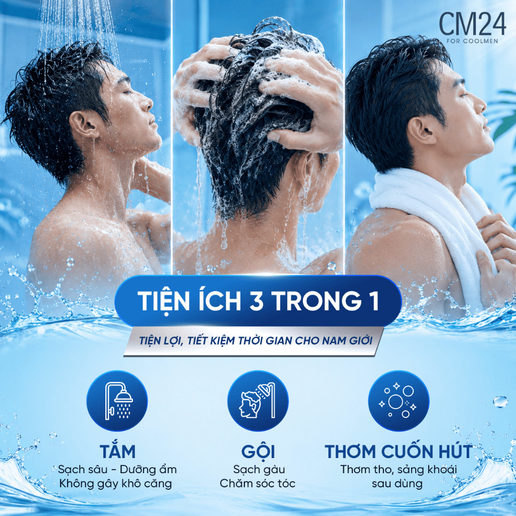 [DUY NHẤT 7.7] Sữa Tắm Gội Hương Nước Hoa Nam Tính Cuốn Hút CM24 FOR COOLMEN Sạch Sâu, Dưỡng Ẩm 500ml