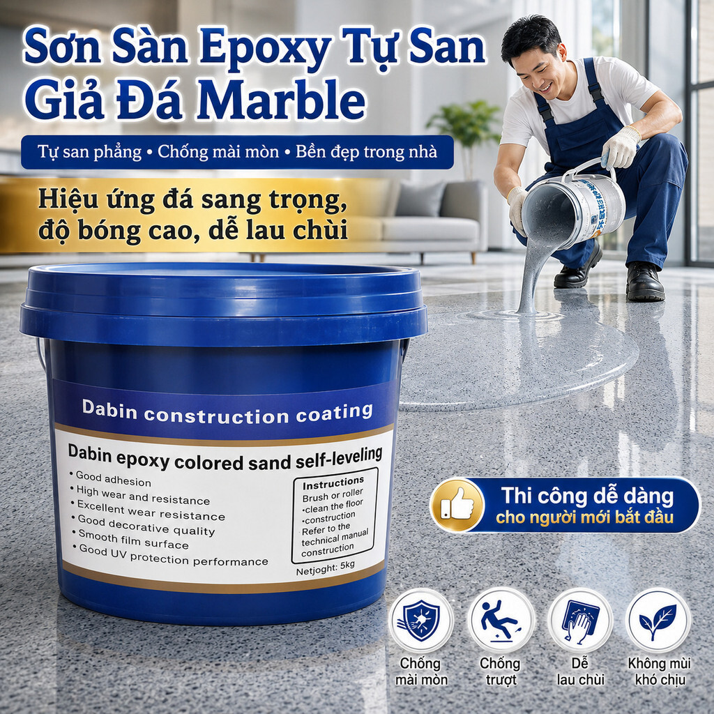 ⚡Ship Nhanh⚡Sơn sàn epoxy Sơn sàn xi măng Sơn sàn tự san phẳng cát màu epoxy/Sơn sàn epoxy màu cát cải tiến 500g