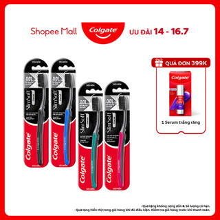 Bộ 4 Bàn chải Colgate SlimSoft Charcoal than hoạt tính kháng khuẩn siêu mềm mảnh