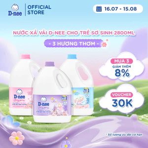 Nước xả vải D-nee cho trẻ sơ sinh, thơm lâu, giúp quần áo mềm mại phù hợp cho làn da nhạy cảm -Can 2800ml- 3 Hương thơm