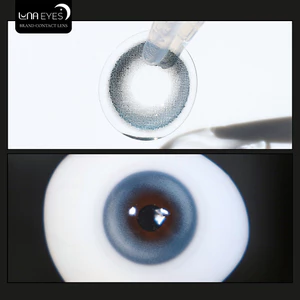 Lens mắt 812 Blue màu xanh highlight đối xứng nổi bật, có viền, size nhỏ - brand LUNA EYES