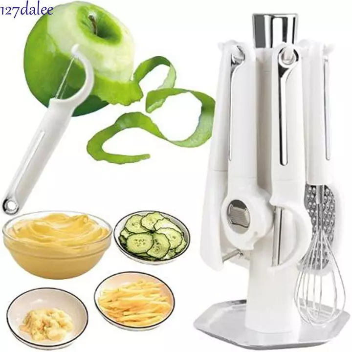 DALEE 7 Cái / bộ Bộ dụng cụ nấu ăn, Bộ tiện ích nhà bếp tiết kiệm không gian bằng thép không gỉ, Dụng cụ gọt vỏ có giá để đồ Màn hình lọc Máy mài gia dụng cho gia đình