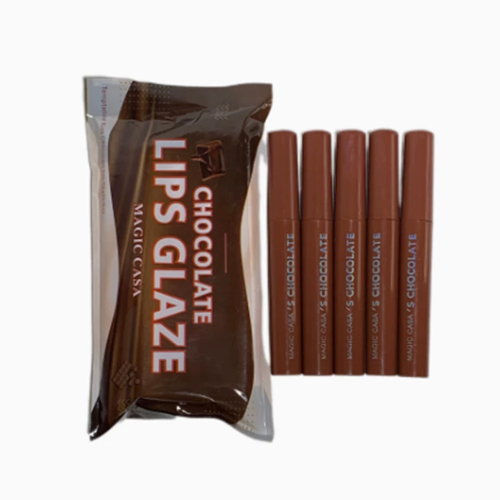 MAGIC CASA 5Pcs Lipstick Set Lipmatte Velvet Lip Glaze Set- Lipstick Chocolate Lip Glaze Set