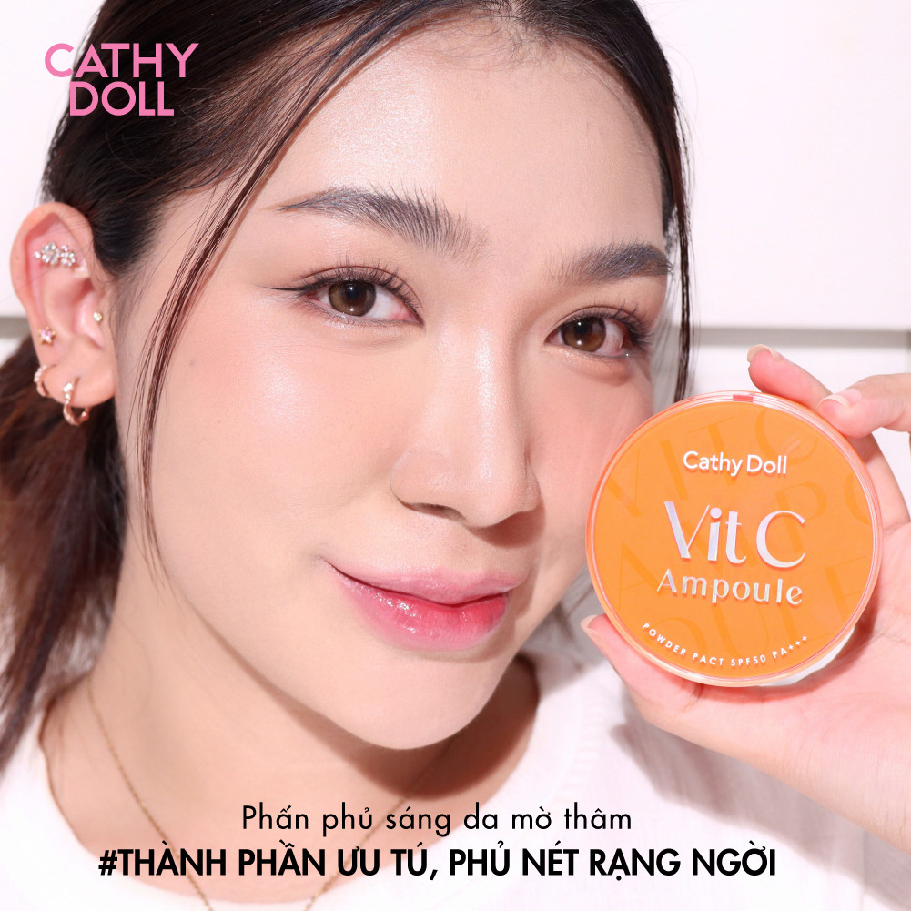 Phấn Phủ Sáng Da Mờ Thâm Vit C Ampoule Powder Pact Spf50 Pa+++ Hỗ Trợ Kiểm Soát Dầu Và Tạo Lớp Nền Mịn Lì 12g