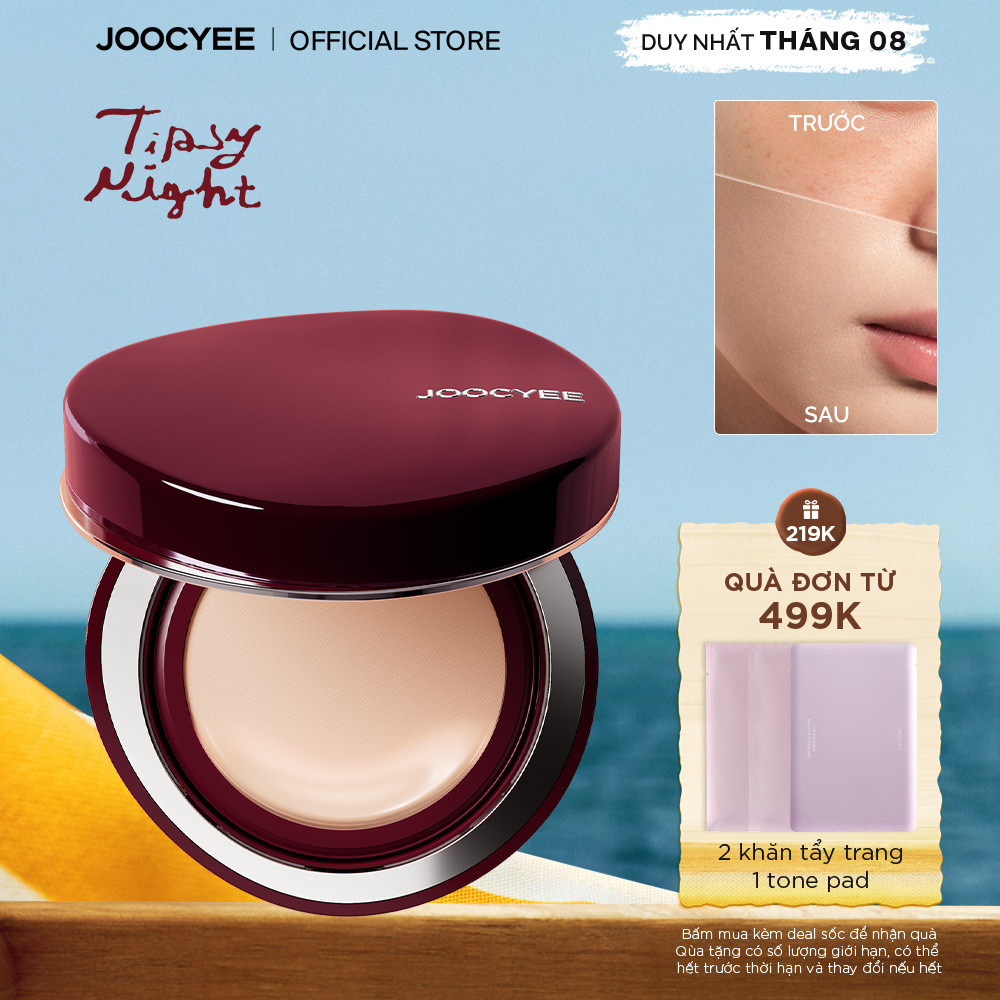 Cushion nền JOOCYEE Tipsy Hyra-Glow ẩm mọng, căng bóng, bền màu lâu trôi 24h, phù hợp nhiều tone da