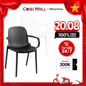 Ghế Nhựa Đúc Ancelloti Cao Cấp Nhẹ Bền, Chịu Lực Tốt Màu Trắng/Đen - Cobi Home