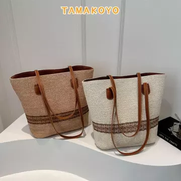 Túi Tote ống hút nữ TAMAYO, Túi cói phong cách Boho bãi biển Túi xô Túi đi biển bên bờ biển, Túi Tote đeo vai dung tích lớn Túi xách đa năng