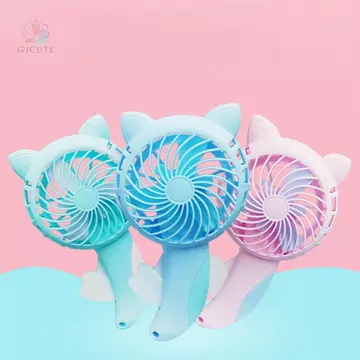 Quạt cầm tay cầm tay 3 màu GJCUTE, Quạt ép tay, Quạt cầm tay Mini, Không dùng pin, Quạt gia đình dễ thương, Quạt cầm tay hoạt hình làm mát WTD