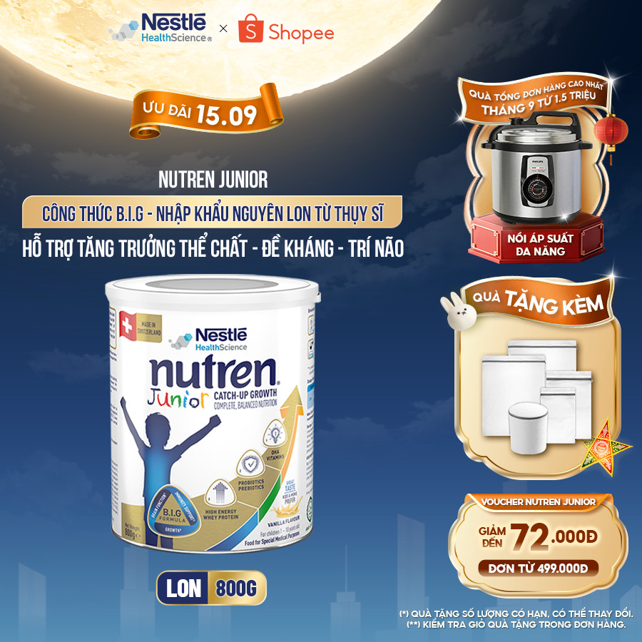 Sữa Bột NESTLÉ NUTREN JUNIOR Thụy Sĩ Với Công Thức BIG Hỗ Trợ Tăng Trưởng Cho Bé 800G