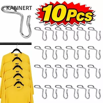 KANNERT 10 Cái Móc Treo Quần Áo Móc Mở Rộng, Móc Treo Kim Loại Nhiều Lớp Móc Kết Nối, Bền Tiết Kiệm Không Gian Móc Treo Quần Áo Móc Tủ Quần Áo Lưu Trữ Quần Áo