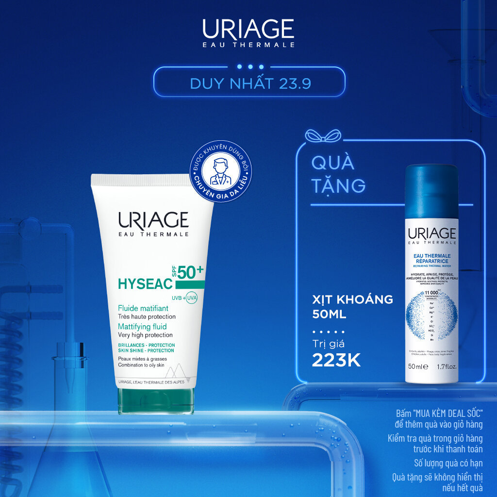 Sữa chống nắng cho da dầu, mụn URIAGE HYSÉAC SPF50+ UVB+UVA FLUIDE 50ml