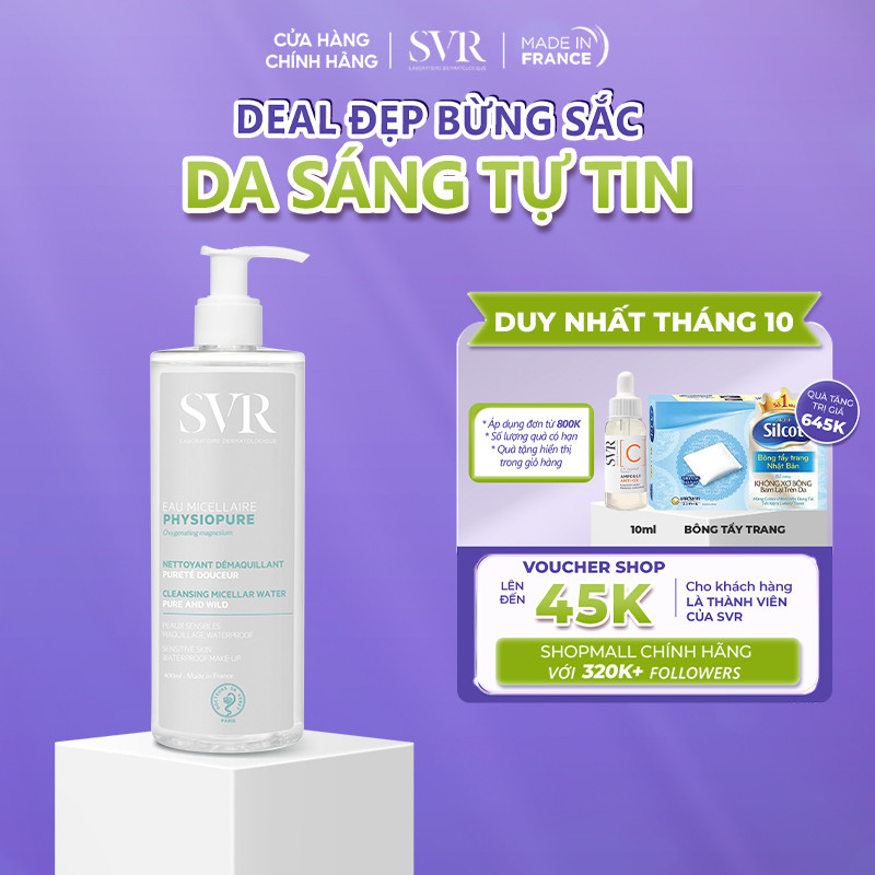 Nước tẩy trang cho da nhạy cảm SVR Physiopure Eau Micellaire 400ML