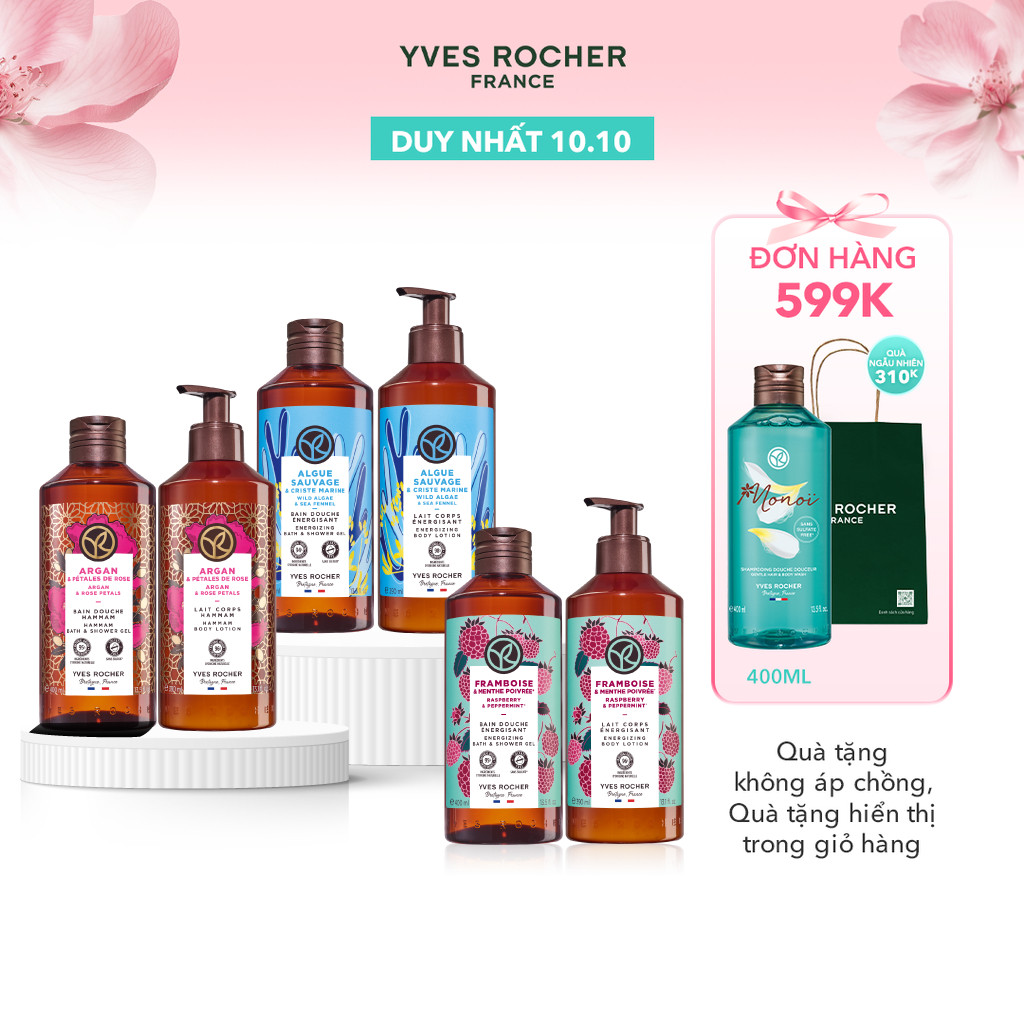 Combo Sữa tắm và Sữa dưỡng thể thiên nhiên Yves Rocher 400mlx390ml (nhiều mùi)