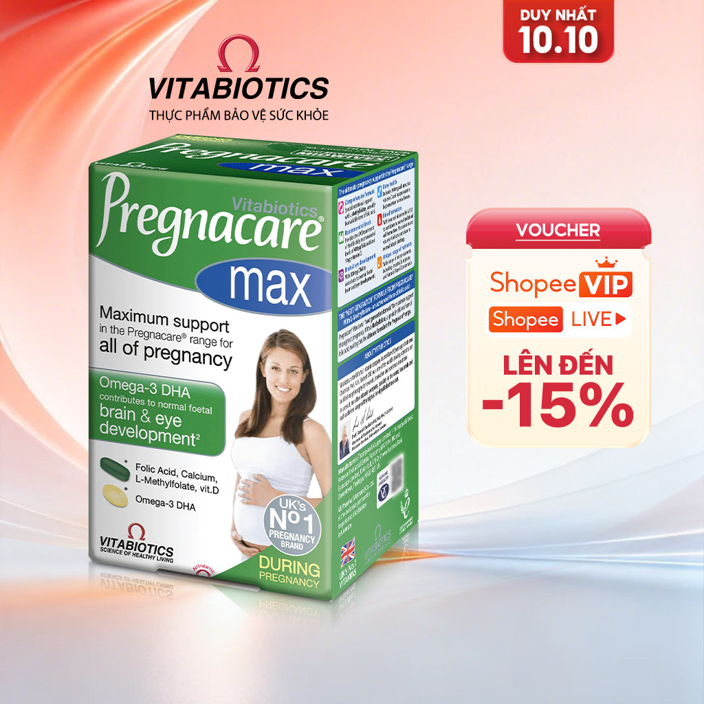 TPBVSK Vitabiotics PREGNACARE MAX chứa Canxi, Sắt, 5-MTHF, DHA, Cho Phụ Nữ Mang Thai & Cho Con Bú, 84 viên